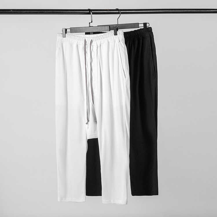 

Men' Pants 2020 new ro series ivory white dark high street eight point Harun knitted casual crotch pants black and white 2 colors