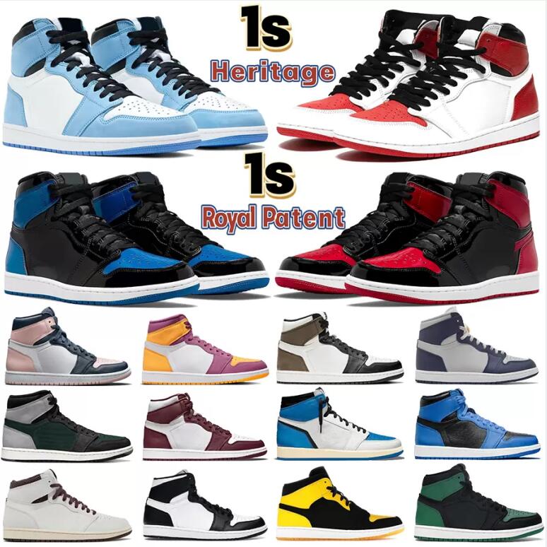 

Mens 1 high OG basketball shoes 1s Heritage University Blue royal patent bred Atmosphere dark mocha Brotherhood shadow UNC twist boots men women Sneakers trainers, Shoes (16)