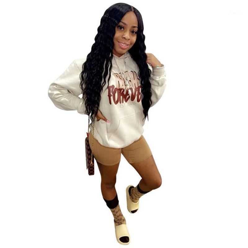 

Ladies Hoody Fashion Hooded Letter Printing Long-Sleeved Top Casual Long Street Pants Pocket Women Women' Hoodies & Sweatshirts, Beige