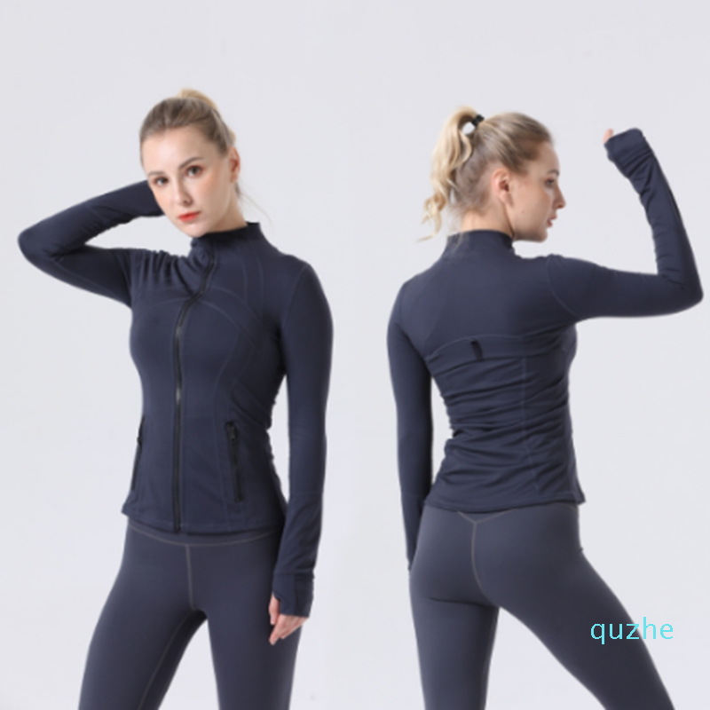 2021 Align LU-07 Veste de yoga à manches longues pour femmes Couleur unie Nude Sports Façonner la taille Serré Fitness Loose Jogging Sportswear H