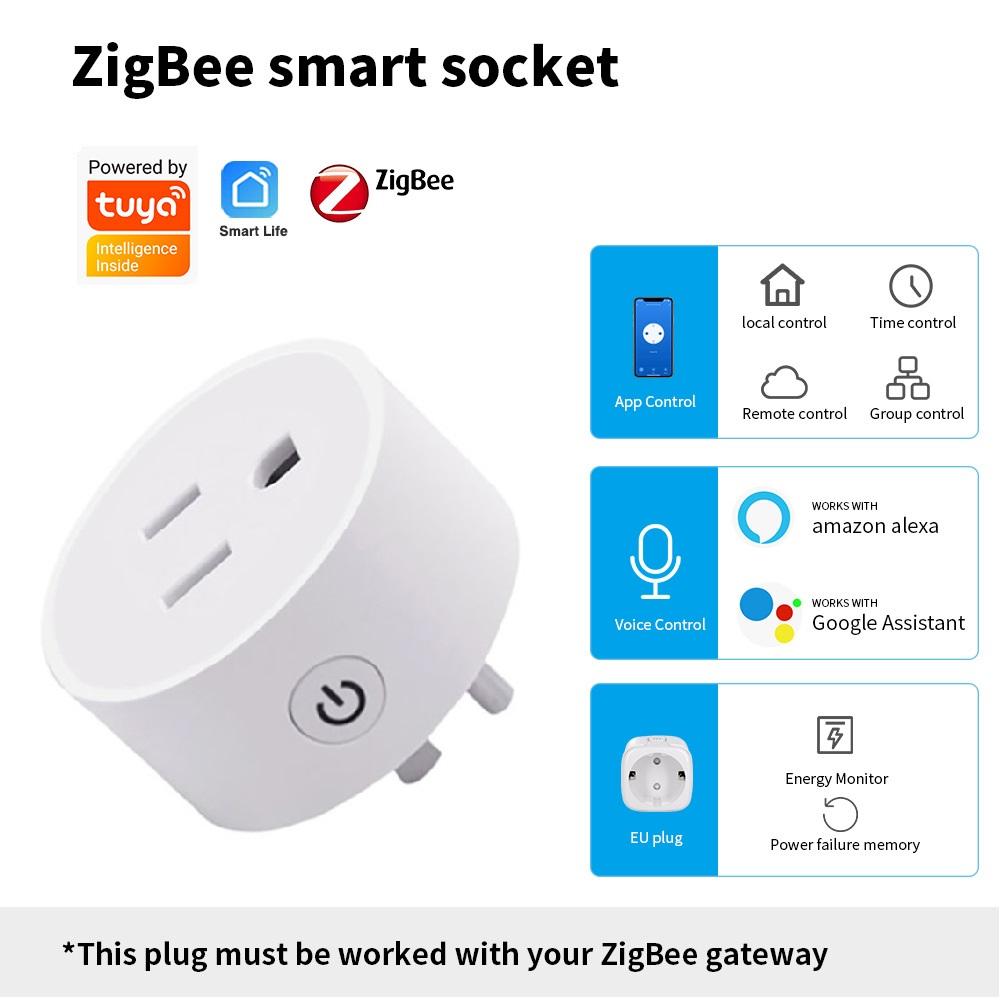 

Tuya ZigBee Smart Plug US with Timer Socket Mini Remote Voice Control Home Wireless Plugs Compatible with Alexa Google SmartThings
