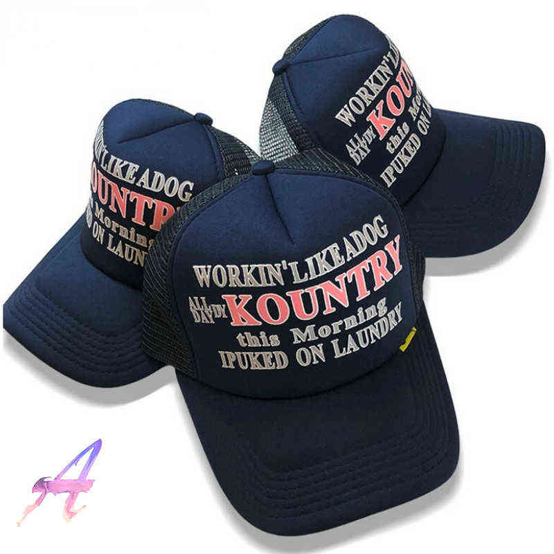 

KAPITAL Cap High Quality Navy Blue Print Adjustable Mesh Baseball Cap for Men Women T220804