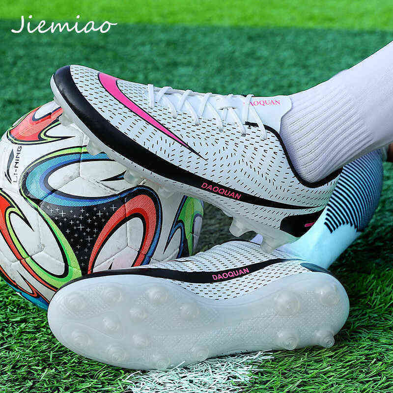 

Soccer Shoes Jiemiao New Men's Large Size Ultralight Football Boots Boys Sneakers Kids Ag/tf Turf Cleats Ankle 1127, Black2-tf