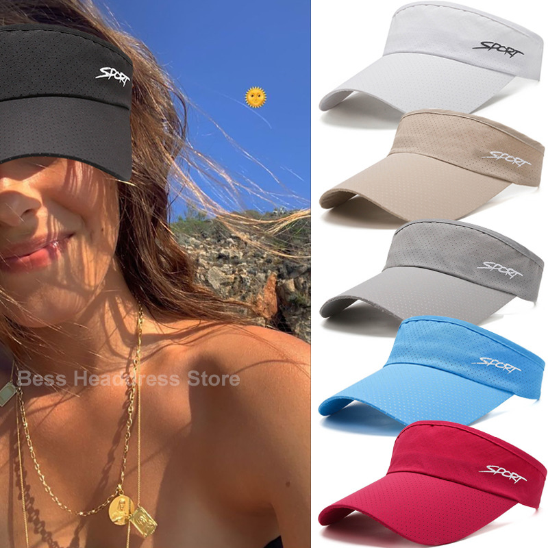 

Sun Hat Women Quick Dry Baseball Cap Summer Black Breathable Hat Sun-Proof Caps Empty Top Visors Seaside Outdoor Sport Adults Y220716, Light gray