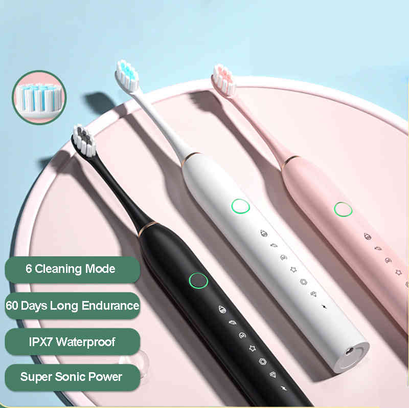 

Toothbrush Sonic Electric Toothbrush Adult Timer Teeth Whitening Brush 6 Mode Usb Rechargeable Tooth Brushes Replacement Heads Toothbrushes 0511