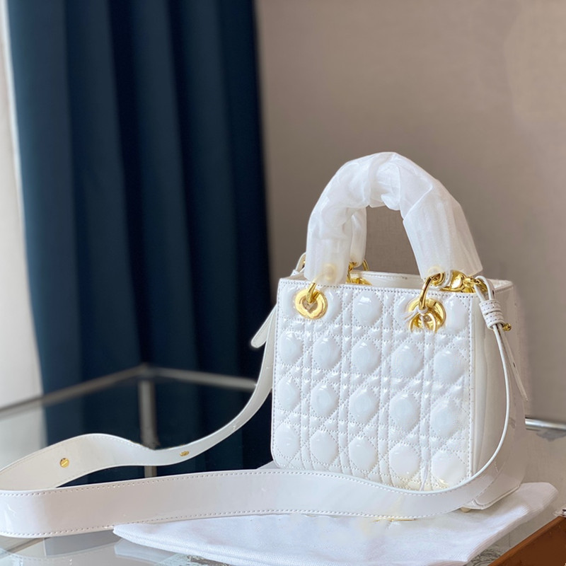 

Mini Lady Lite Bags designer bags luxury handbag tote Patent Leather fashion shoulder bag Shiny Purse Check Pattern 2022 Top, Box(could get damaged)