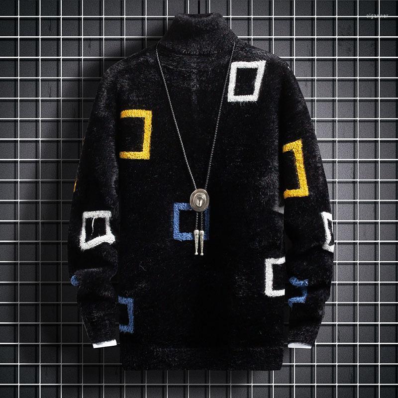 

Men's Sweaters #5885 Black Blue Beige Khaki Mink Velvet Sweater Men Turtleneck Pulloves Man Slim Mohair Warm Knitted SweaterMen's Olga22