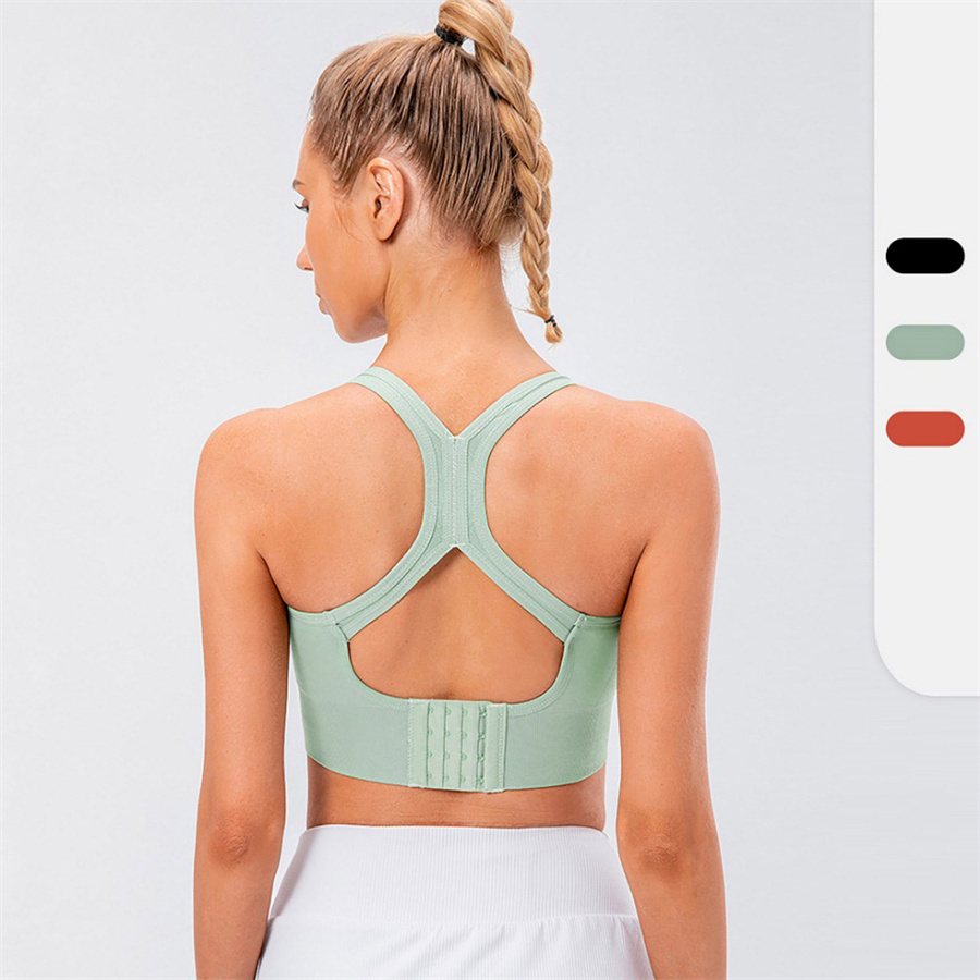 

lu-D14009 yoga underwear women' shockproof sports bra buckle adjustment gather bra shaping breathable fitness tennis clothing Please check the size chart to buy, Black