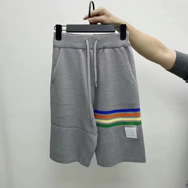 

22S Men's women shorts pure cotton Loopback Jersey brown Knit Engineered four bars THOM Summer wear arm stripe sports Shorts M-2XL B4