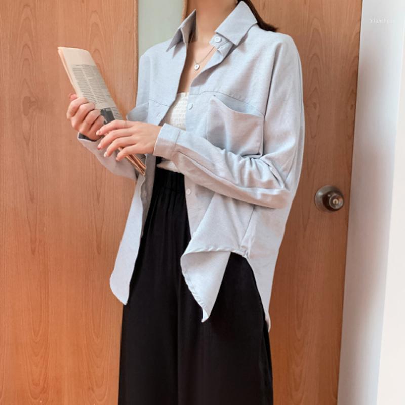 

Women's Blouses & Shirts High Quality Women Blouse Female Tops Blusas Korean 2022 Long Sleeve 1PC, Blue