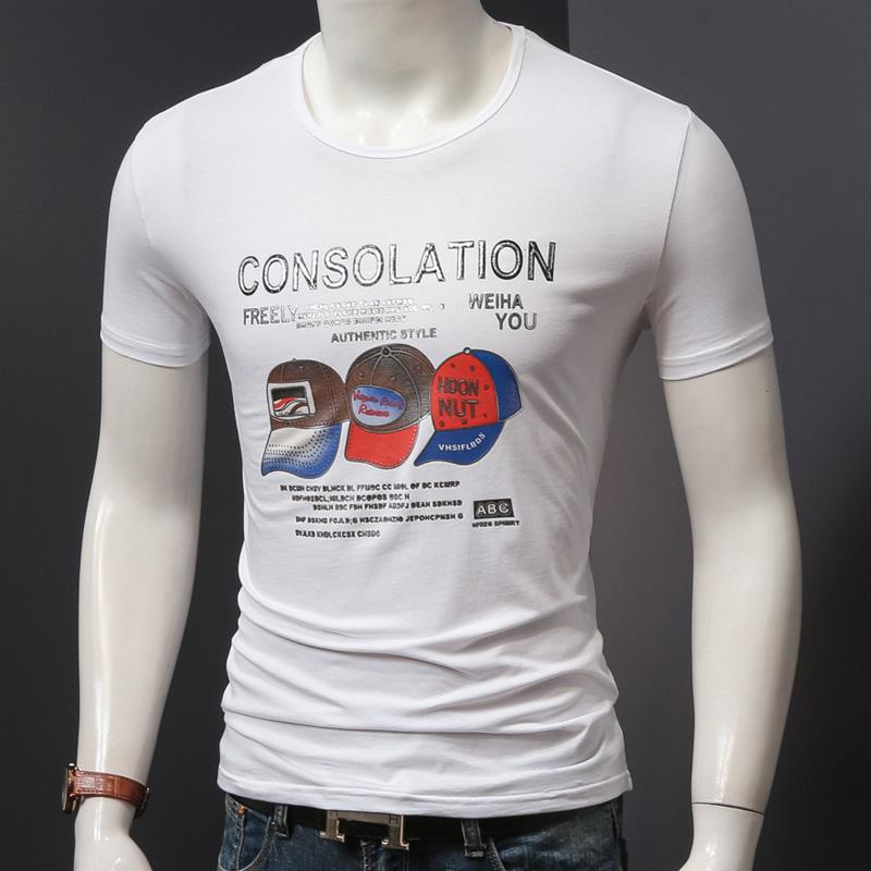 

Men' T-Shirts Fashion Printed Men' White T Shirt Slim Fit Cotton Stretch Mens Oversized O-Neck Short Sleeve Tshirt Size -4XLMen, Black