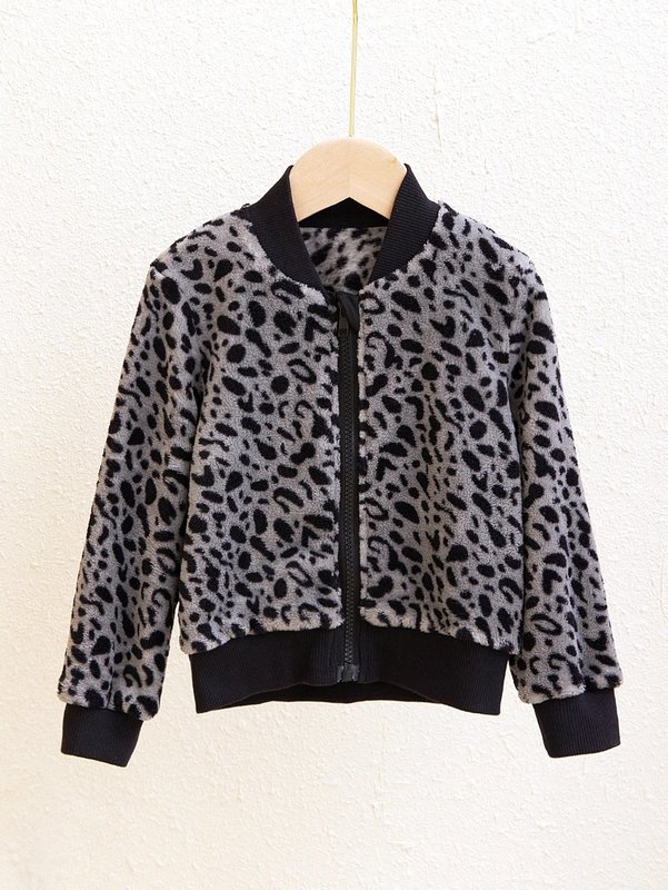 

Toddler Boys Leopard Pattern Flannel Bomber Jacket SHE, Multicolor