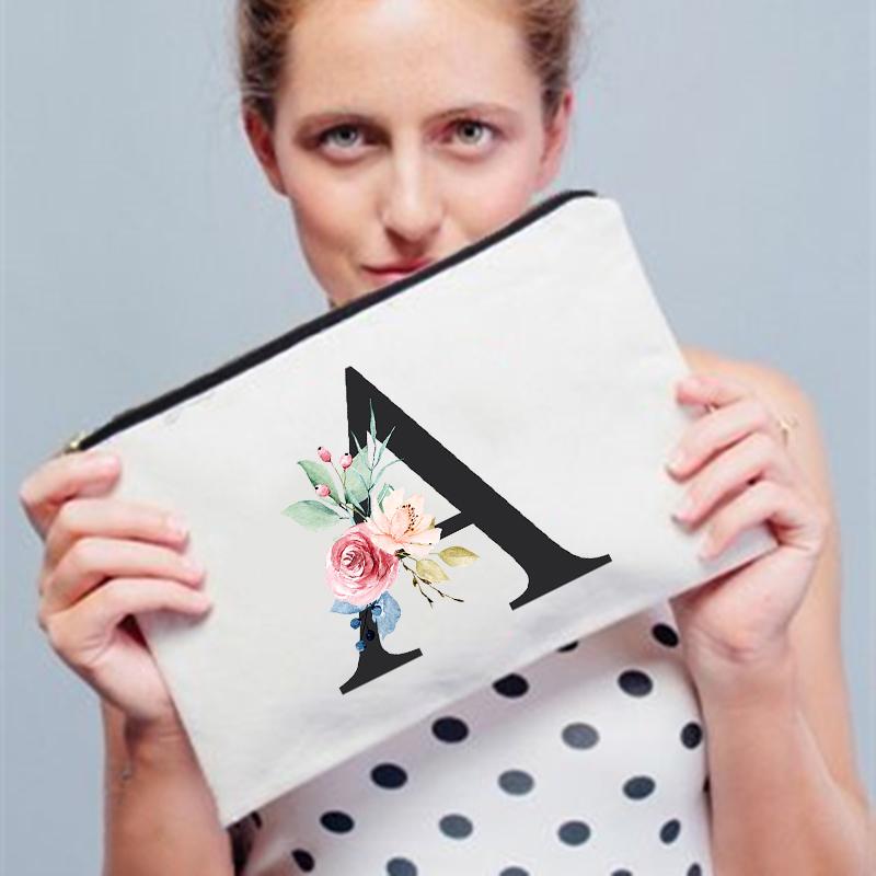 

Cosmetic Bags & Cases Bridesmaid Makeup Bag Floral Letters Print Case Bridal Party Toiletries Organizer Make Up Pouch Lady Wedding Gifts, W03790-tbwh-d
