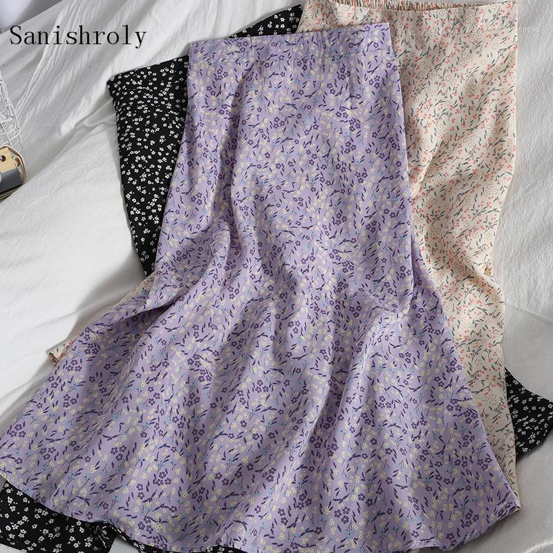 

Sweet Chiffon Skirt 2022 Summer Chic Women Elastic High Waist Floral Print Skirts Ladies Korean A Line Midi Long, 39 apricot