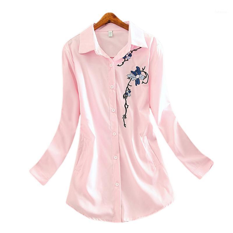 

Foxmertor Autumn Women's White Blouse Cotton 2022 Fashion Butterfly Embroidered Long Blouses Office Top Size -2XL & Shirts, White flowers
