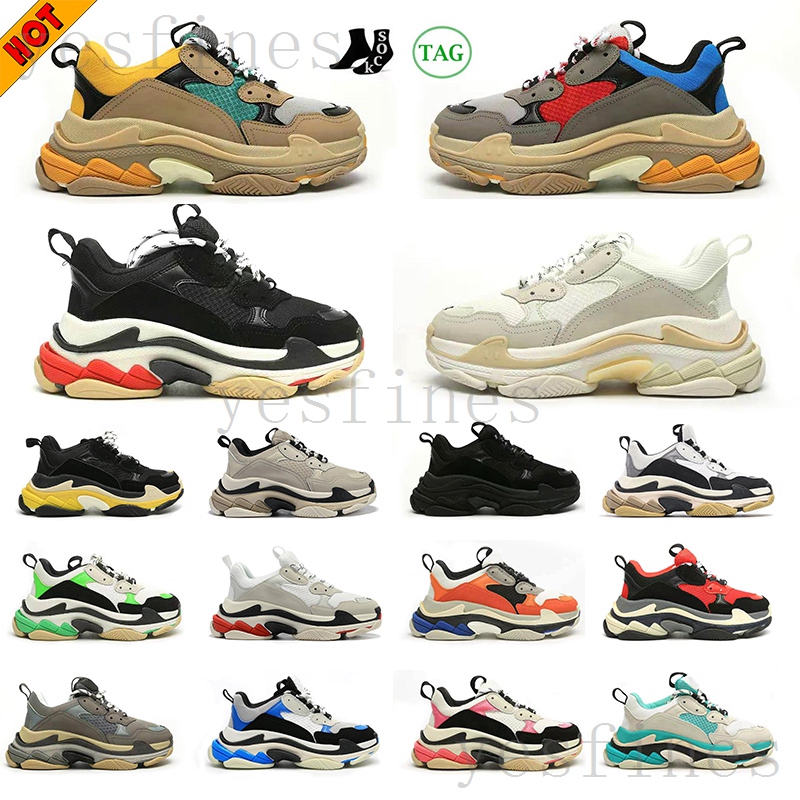 

triple s casual shoes designer men women platform sneakers Black White Beige Dark Grey Orange Green Rust Tan oreo mens trainers tennis shoes, More