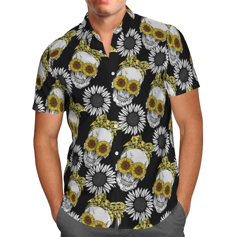

Men' Casual Shirts Beach Hawaiian Leisure Multi Color Sunflower Skulls Hawaii 3D Printed Mens Short Sleeve Shirt Streetwear Fashion Vetemen, 1000000155693808