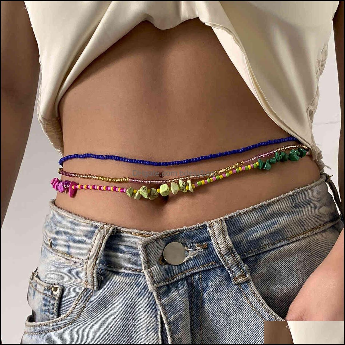 

Belly Chains Ins Beach Ethnic Mticolor Rice Bead Turquoise Waist Simple Trend Ccb Beaded Body Chain European And American S Bdesybag Dhgk1