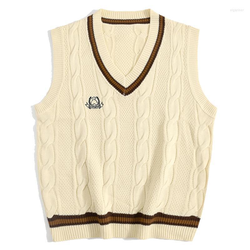 

Men' Sweaters Harajuku Bear Sleeveless Vest Embroidered Knitted Sweater Streetwear RetroMen' Olga22, Black