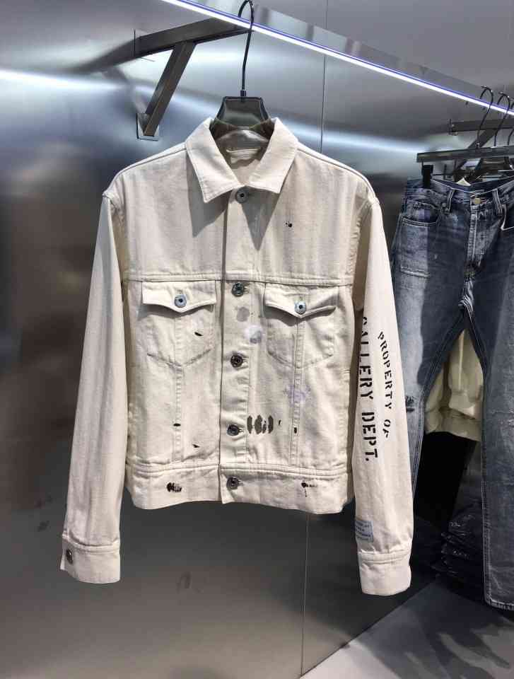 

Lanvi Depts white canvas jacket herringbone twill splash denim jacket
