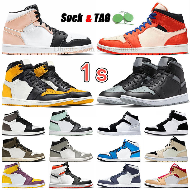 

jump man 1 1s mens womens basketball shoes mid Arctic Orange Light Smoke Grey Anchracte Barely Apricot Shattered Backboard 3.0 sneakers designer trainers 36-47, A47 36-46 court purple