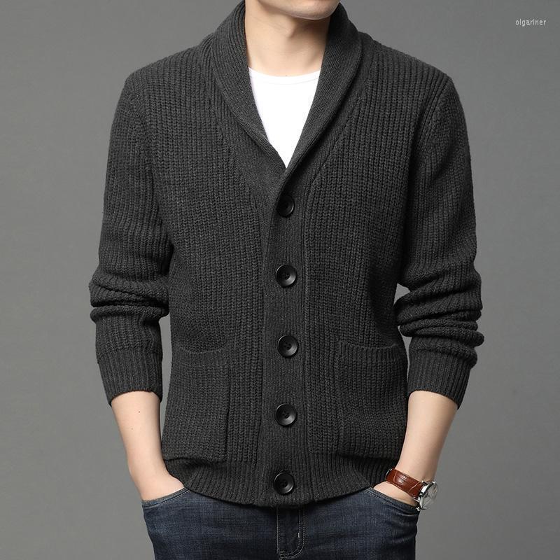 

Men's Sweaters Nice High End Wool Designer Thick Autum Winter Brand Fashion Cable Knit Sweater Jacket Men Casual Coats Korean Mens ClothingM, Black