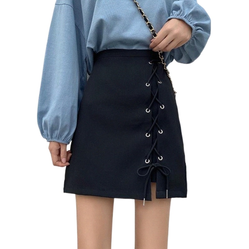 skirts Women Mini Empire Solid Sexy Female Fashion Summer Leisure Korean Style Lace-up Simple A-line Elegant Streetwear h9ww#-image-790071577