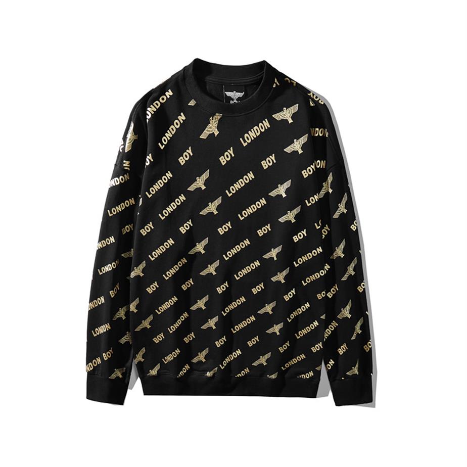 

Fashion mens and womens clothing London bronzing full eagle round neck cotton sweater black cotton mens casual O neck sweater225j, Black 1