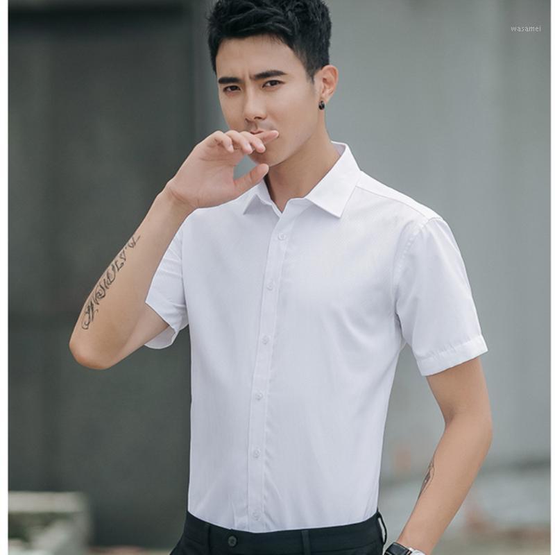 

Summer Light Luxury Business Men' Plain Short-sleeved Shirts Contracted Work Career Fitting Out Casual, Black