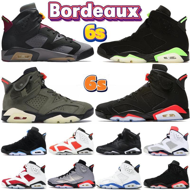 

New Top quality 6s Basketball Shoes Red Bordeaux Jumpman 6 the Racer Blue Sneakers White Sail red black metallic UNC oreo trainers with box, 45