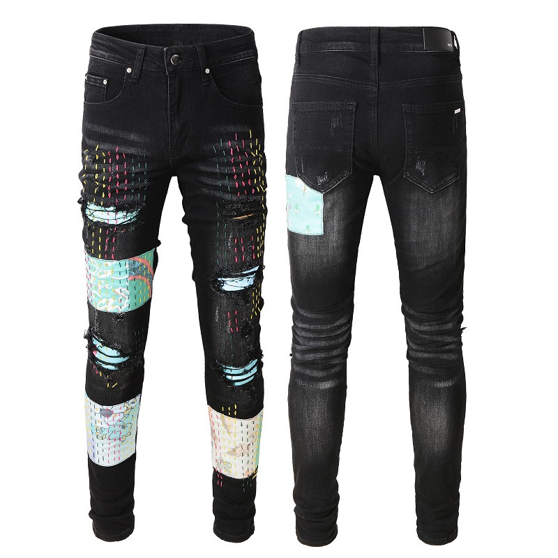 Mens Jeans Designer Jeans Stack true Jean Rip Street Brand Retro Torn Fold Stitching Men Motorcycle Riding Slim Fit Washed Motocycle Denim Pants
