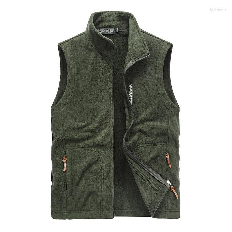

Men's Vests 2022 Fleece Vest Men Waistcoat Outdoor Fishing Pography Plus Size -5XL Gilet Homme Autumn Sleeveless Jacket Kare22, Black