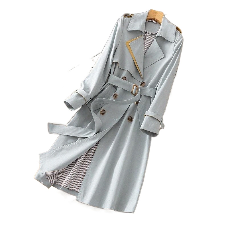 

women's Trench Coats Windbreaker 2021 Korean High-end Fashion Temperament Foreign Style Thin Slim Jacket Designer Women Clothes n4Dh#, Navy blue
