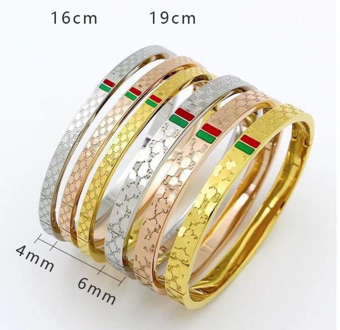 

men women 2 sizes 16CM 19CM Never fade green red bangle 316L stainless steel silver gold rose black 4 colors bracelets & bangles boy girl party jewelry