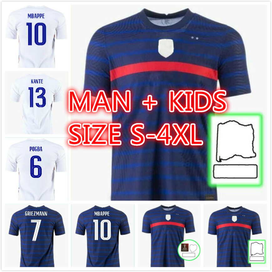 

French club Full Sets 2022 BENZEMA MBAPPE GRIEZMANN soccer jersey 2021 World POGBA cup GIROUD KANTE Maillot de foot equipe Maillots kids kit + Men football shirts, 2020 home with euro+2018 patch