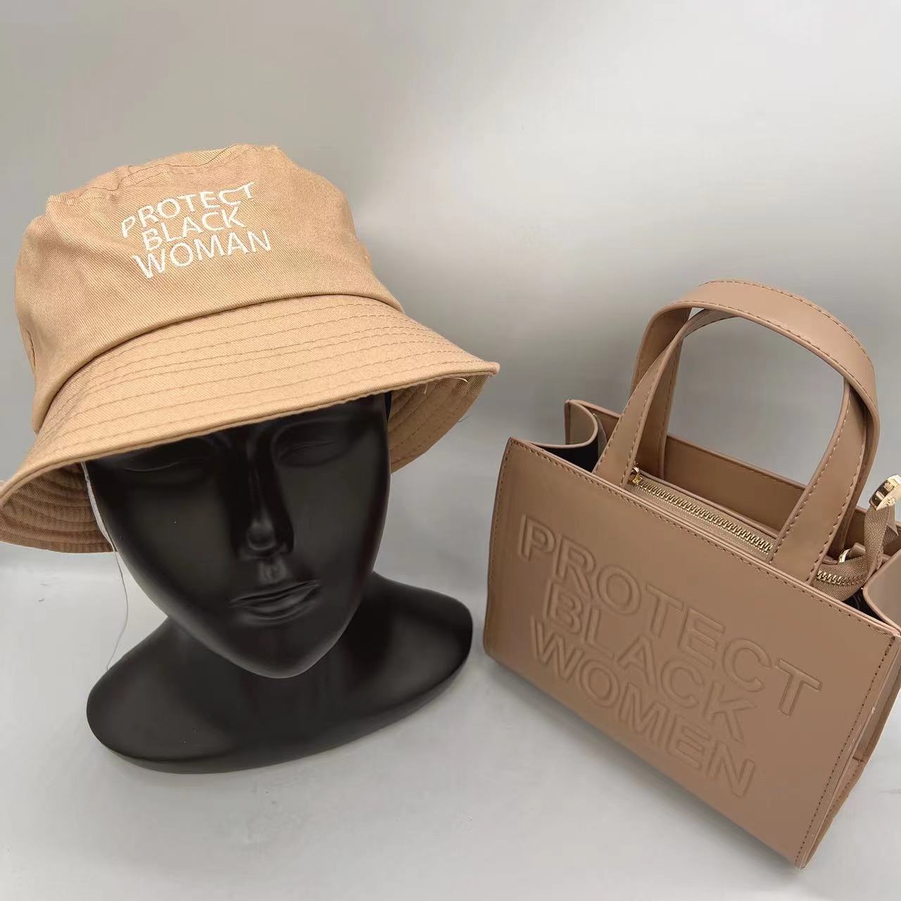 

Fashion Women's Handbag with Hats Tote Bag Multi Colors Totes Women Shoulder Bags and Caps 2PCS, Black