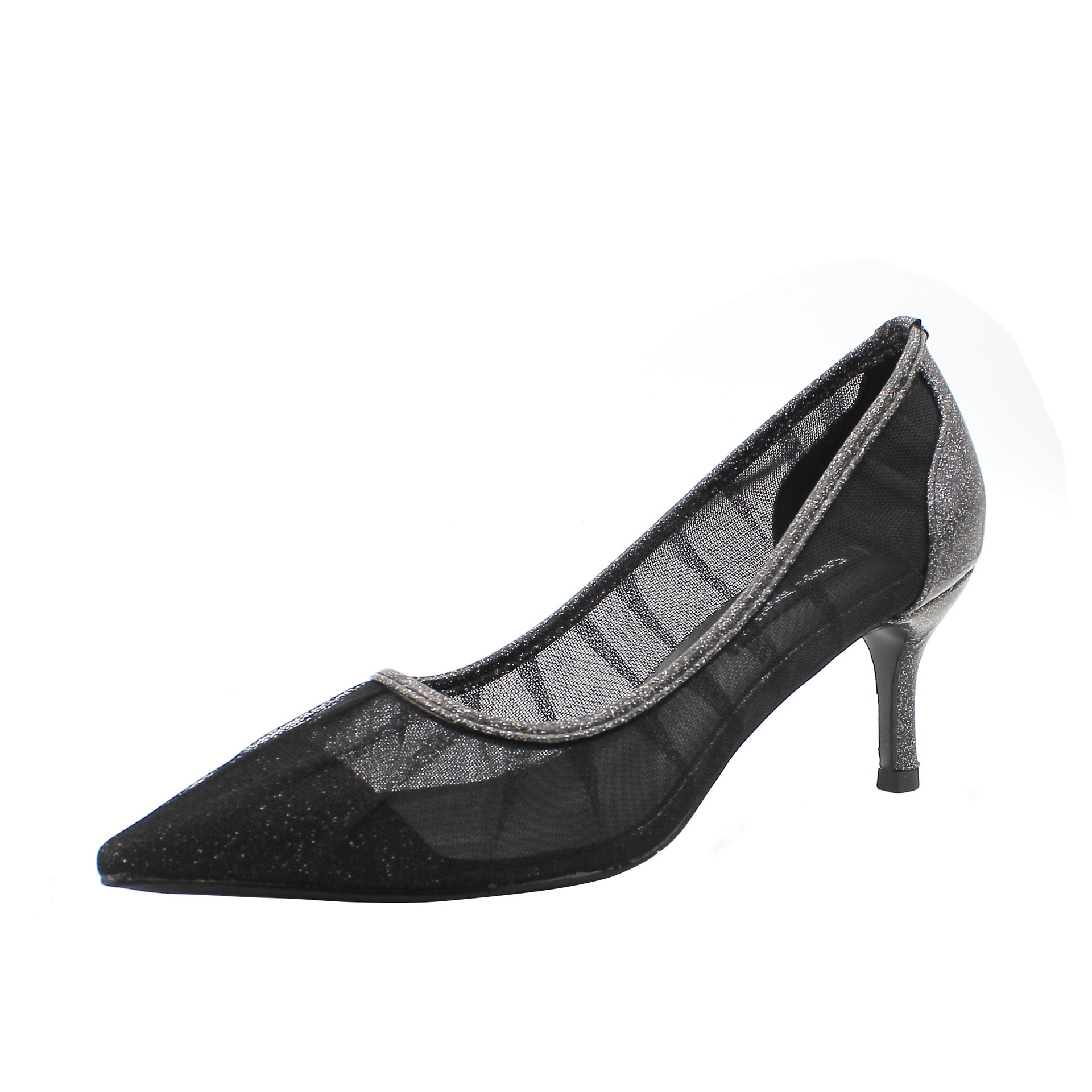 

Women summer shoes with middle heel in black, Regular