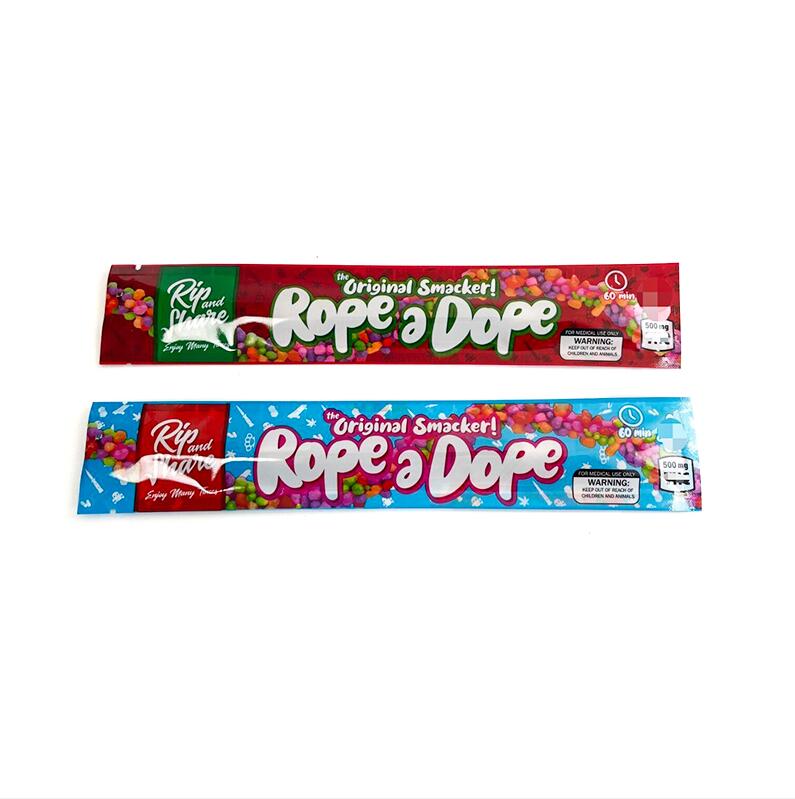 

Empty 500mg Rope bags a Dope and 500 mg Cannaburs Gummies Berry sour Sours Bag Packaging ro pe bag