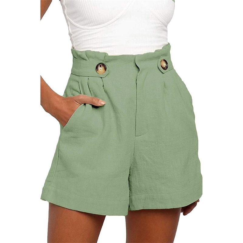 

Women' Shorts Women' Short Pants Front Button Decoration Patchwork High Waist Wide Leg Casual With Two Side PocketsWomen, Beige