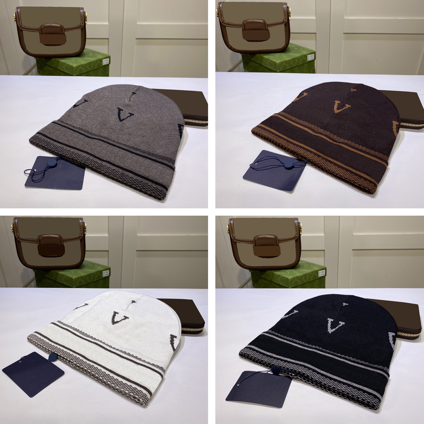 

Luxury Knitted Skull Cap Unisex Windproof Thicken Beanies Men Women Adjustable Beanie Letter Jacquard Knits Caps, Grey