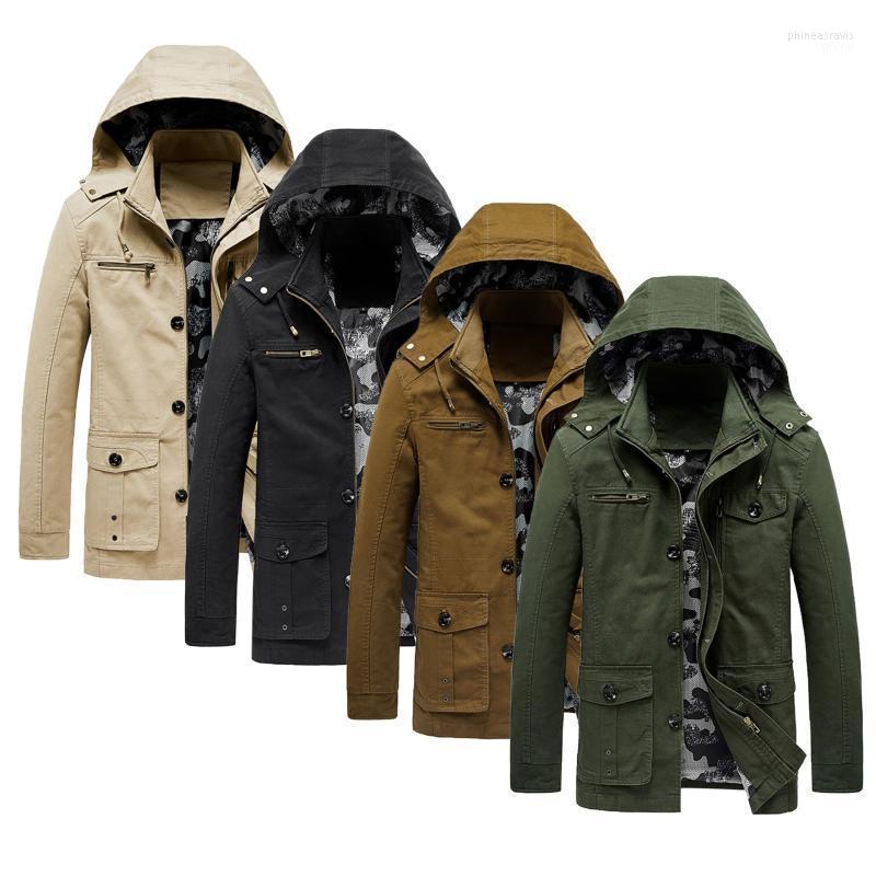 

Men's Vests Autumn Winter Camouflage Lining Coat Buttons Solid Color Loose Casual Hooded Detachable Large Size Pockets Coats For Men Phin22, Khaki