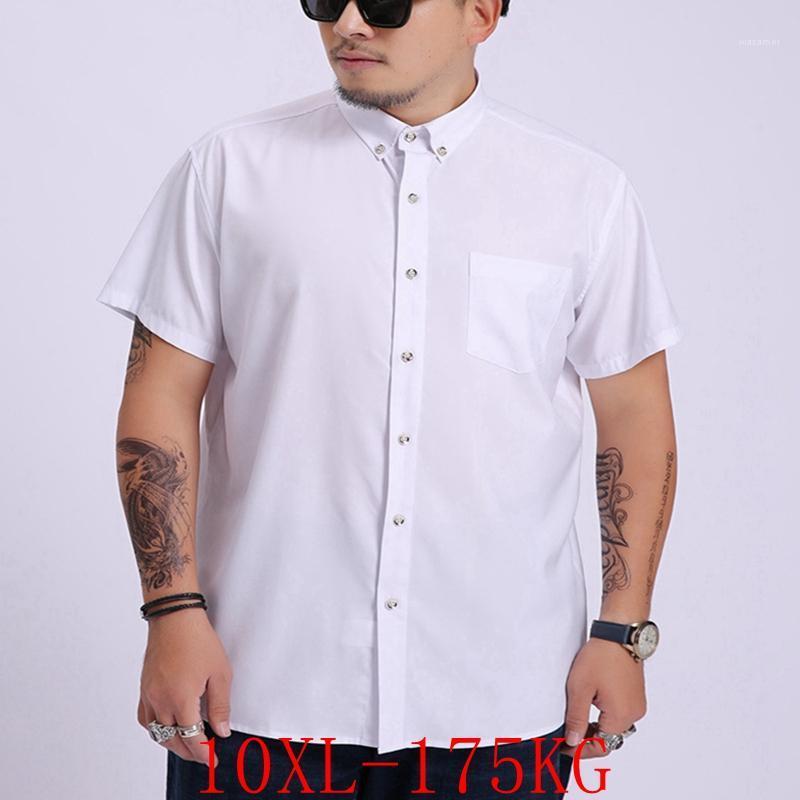 

Large Size Shirt -10XL Bust 158CM Men's Business Short-sleeved Loose Lapel Single-breasted Solid Color Casual Shirts, Black