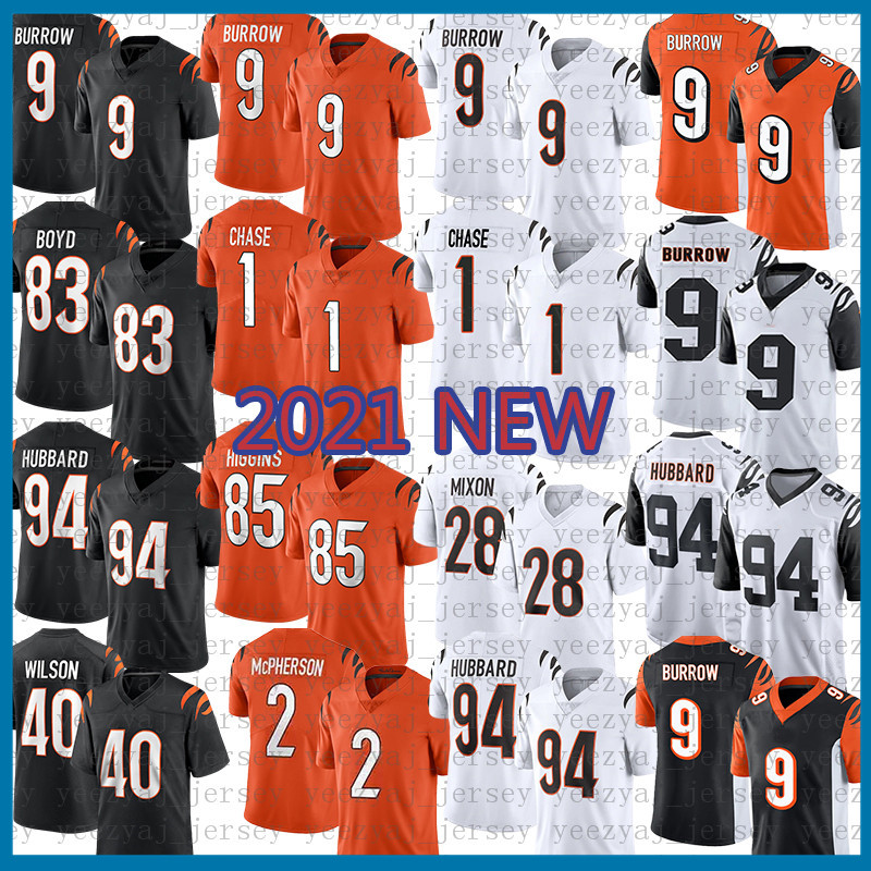 

Joe Burrow Mixon Evan McPherson Football Jersey Ja'Marr Chase Tee Higgins Logan Wilson Sam Hubbard Bengals''Tyler Boyd Trey Hendrickson Daxton Hill Chris Evans, 2021 mens-mh