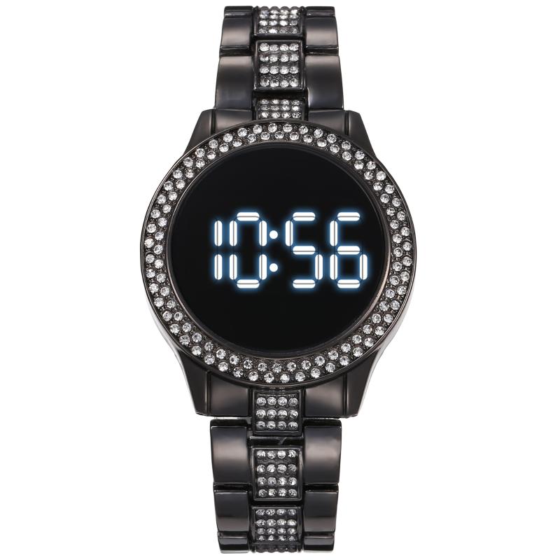 

Wristwatches Diamond Men Women Watch Waterproof Led Quartz European American Bracelet WatchWristwatches WristwatchesWristwatches, Black