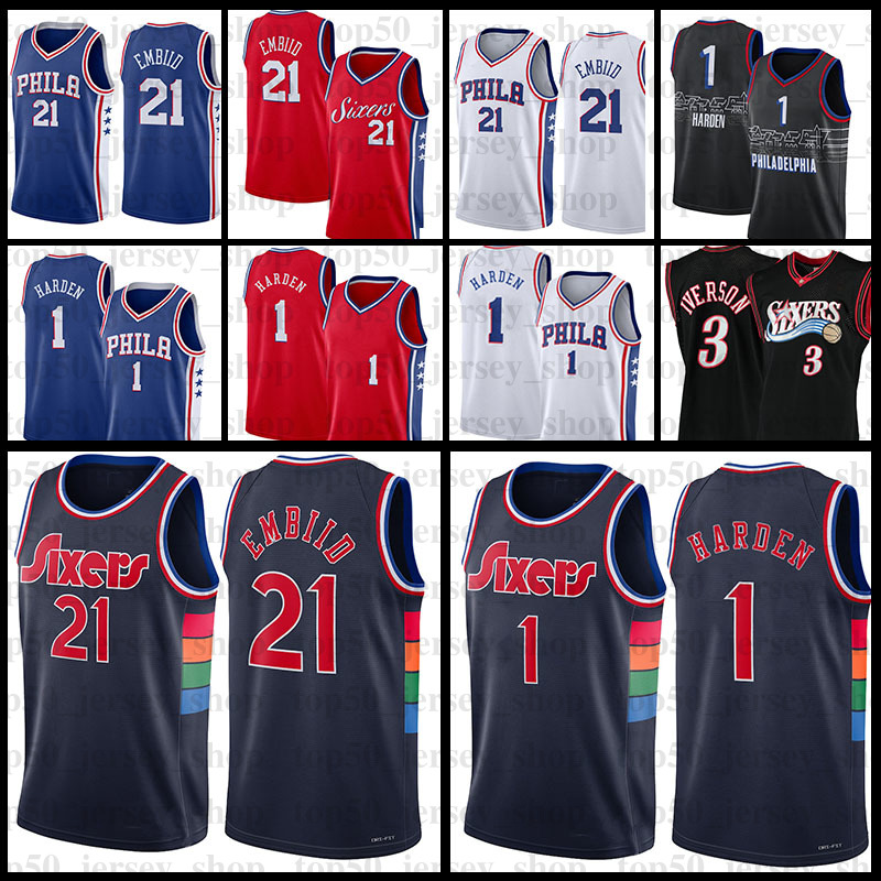 

Joel 21 Embiid Basketball Jerseys Throwback 1 JAMES Harden Vintage Jersey Allen 3 Iverson Philadelphia''76ers''SIXERS''MENS Ben 25 Simmons, Men jersey