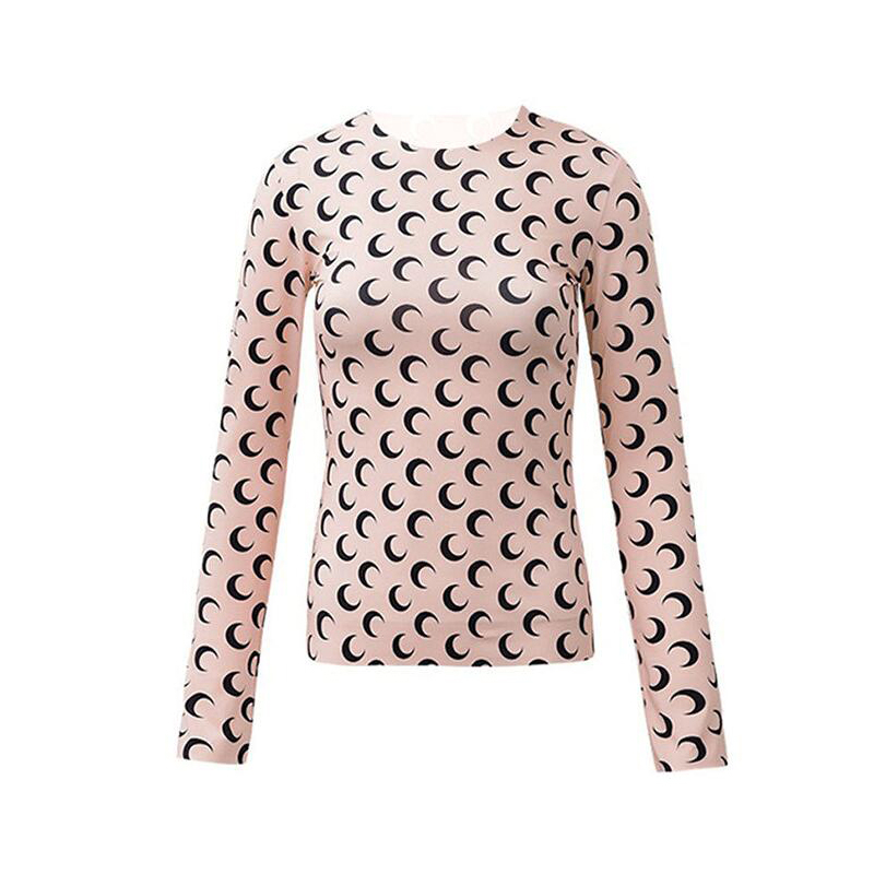 

Women's T-shirt Designer Feminine Womens t Shirts Clothes Sexy Moon Print Top Printed Stylist Women Long Sleeve Graphic Tee Tunics Koszulka Damska Crescent, #6