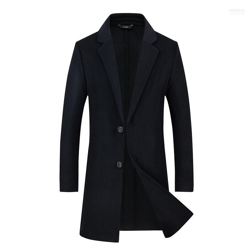 

Men's Wool & Blends 2022 Winter Coat Men Leisure Long Sections Woolen Coats Pure Color Casual Fashion Jackets / Overcoat1 Viol22, Black