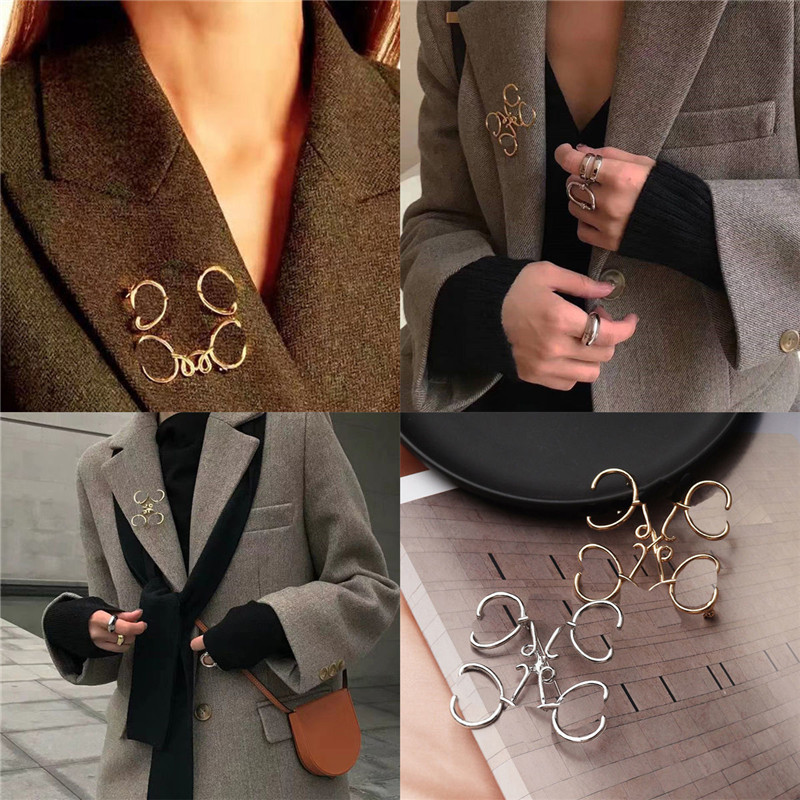

Simple Designer Geometric Brooch Personality Suit Coat Pin Women Sweater Corsage Brooches Accessories Wholesale