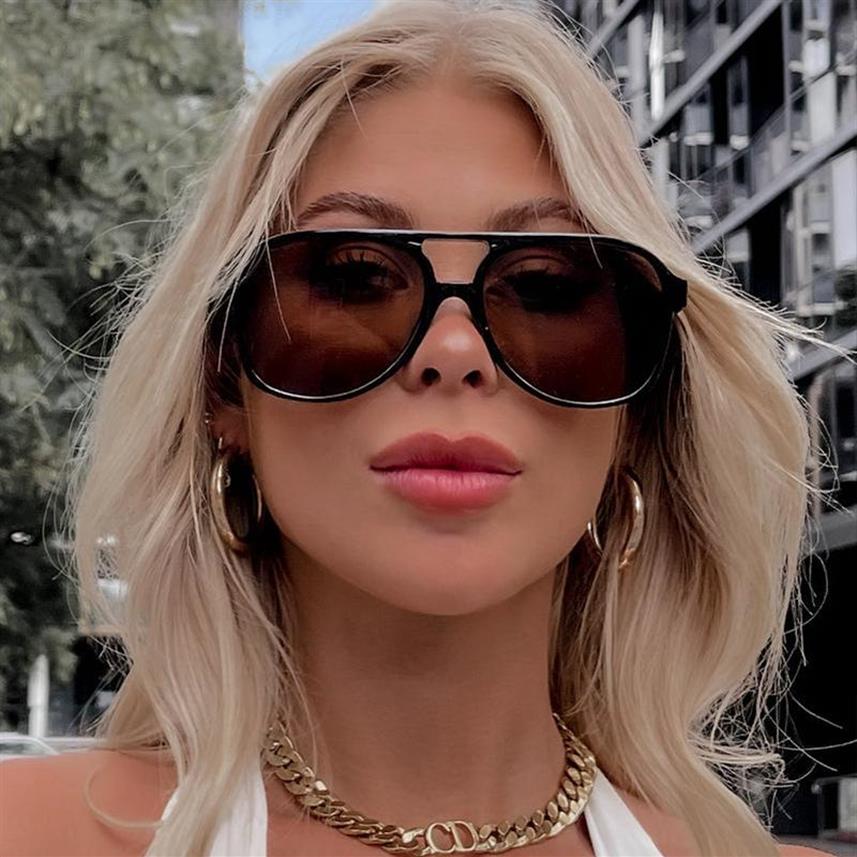 

Sunglasses 2022 Summer Dark Brown Designer Women Brand Oval Lens Double Bridge Sun Glasses Men Shades UV4003142