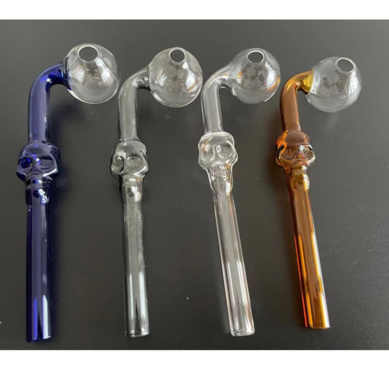 

Colored glass smoke pipe skull hand pipes oil burner mini smoking accessrioes pipes